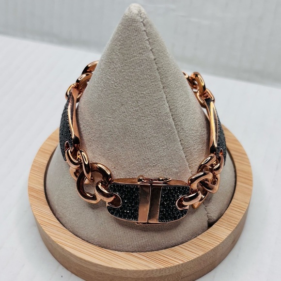 BRONZO ITALIA Rose Gold Color Bronze Black Spinel Bracelet - Picture 3 of 9